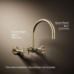 BilletE Two-hole wall-mount bridge kitchen sink faucet - image 3