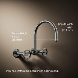 BilletE Two-hole wall-mount bridge kitchen sink faucet - image 3