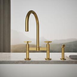 BilletE Two-hole bridge kitchen sink faucet with side sprayer - image 5