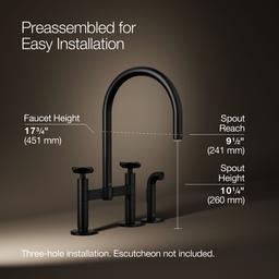 BilletE Two-hole bridge kitchen sink faucet with side sprayer - image 3