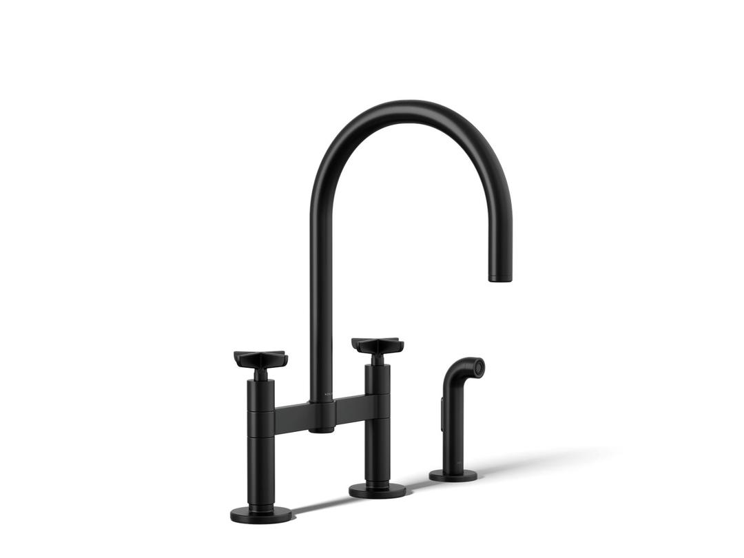 BilletE Two-hole bridge kitchen sink faucet with side sprayer by Kohler