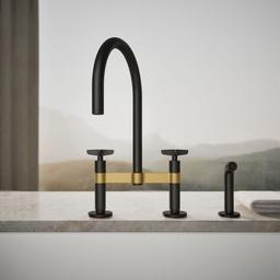 BilletE Two-hole bridge kitchen sink faucet with side sprayer - image 5