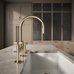 BilletE Two-hole bridge kitchen sink faucet with side sprayer - image 7