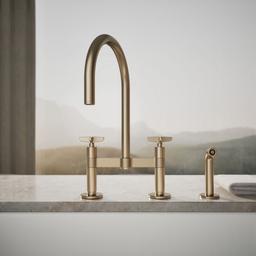 BilletE Two-hole bridge kitchen sink faucet with side sprayer - image 5