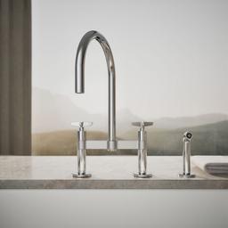 BilletE Two-hole bridge kitchen sink faucet with side sprayer - image 5