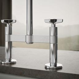 BilletE Two-hole bridge kitchen sink faucet with side sprayer - image 6