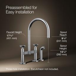 BilletE Two-hole bridge kitchen sink faucet with side sprayer - image 3