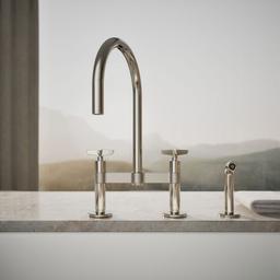 BilletE Two-hole bridge kitchen sink faucet with side sprayer - image 5