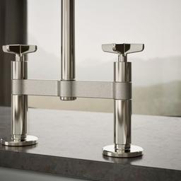 BilletE Two-hole bridge kitchen sink faucet with side sprayer - image 6