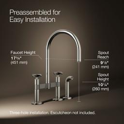 BilletE Two-hole bridge kitchen sink faucet with side sprayer - image 3