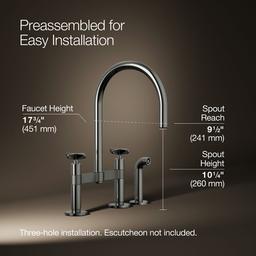 BilletE Two-hole bridge kitchen sink faucet with side sprayer - image 3