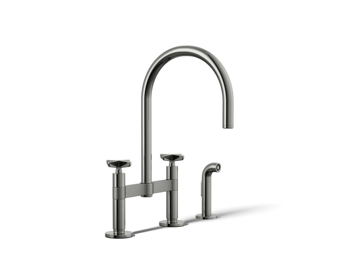 BilletE Two-hole bridge kitchen sink faucet with side sprayer by Kohler