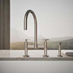 BilletE Two-hole bridge kitchen sink faucet with side sprayer - image 5