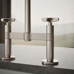 BilletE Two-hole bridge kitchen sink faucet with side sprayer - image 6