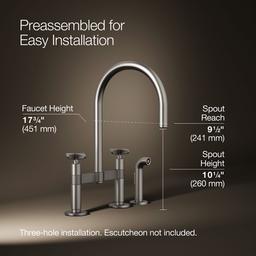 BilletE Two-hole bridge kitchen sink faucet with side sprayer - image 3