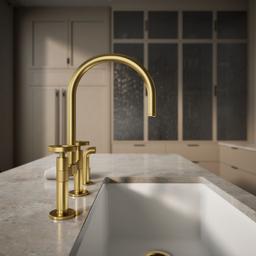 BilletE Two-hole bridge kitchen sink faucet with side sprayer - image 7