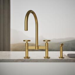 BilletE Two-hole bridge kitchen sink faucet with side sprayer - image 5