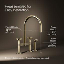 BilletE Two-hole bridge kitchen sink faucet with side sprayer - image 3