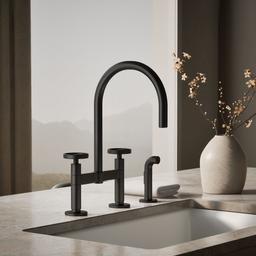 BilletE Two-hole bridge kitchen sink faucet with side sprayer - image 2