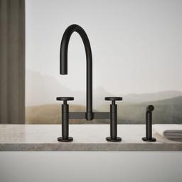 BilletE Two-hole bridge kitchen sink faucet with side sprayer - image 5