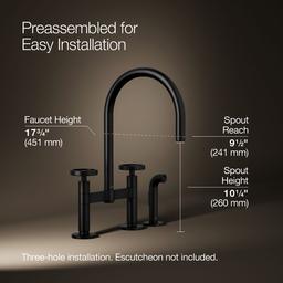 BilletE Two-hole bridge kitchen sink faucet with side sprayer - image 3