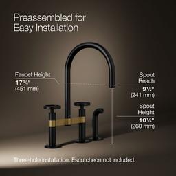 BilletE Two-hole bridge kitchen sink faucet with side sprayer - image 3