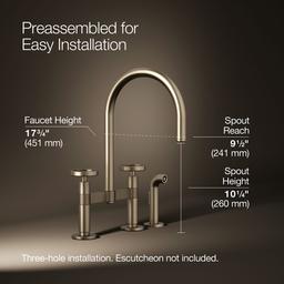 BilletE Two-hole bridge kitchen sink faucet with side sprayer - image 3