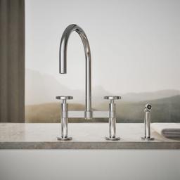 BilletE Two-hole bridge kitchen sink faucet with side sprayer - image 5