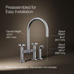 BilletE Two-hole bridge kitchen sink faucet with side sprayer - image 3