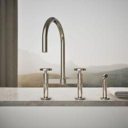 BilletE Two-hole bridge kitchen sink faucet with side sprayer - image 5