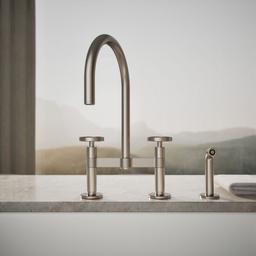 BilletE Two-hole bridge kitchen sink faucet with side sprayer - image 5