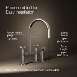 BilletE Two-hole bridge kitchen sink faucet with side sprayer - image 3