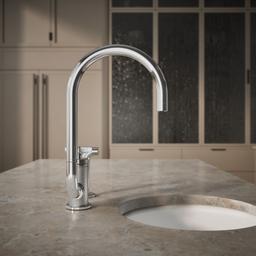 BilletE Single-handle kitchen sink faucet with two-function extended-reach spout and side sprayer - image 6