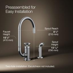 BilletE Single-handle kitchen sink faucet with two-function extended-reach spout and side sprayer - image 3