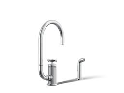 BilletE Single-handle kitchen sink faucet with two-function extended-reach spout and side sprayer - image 1