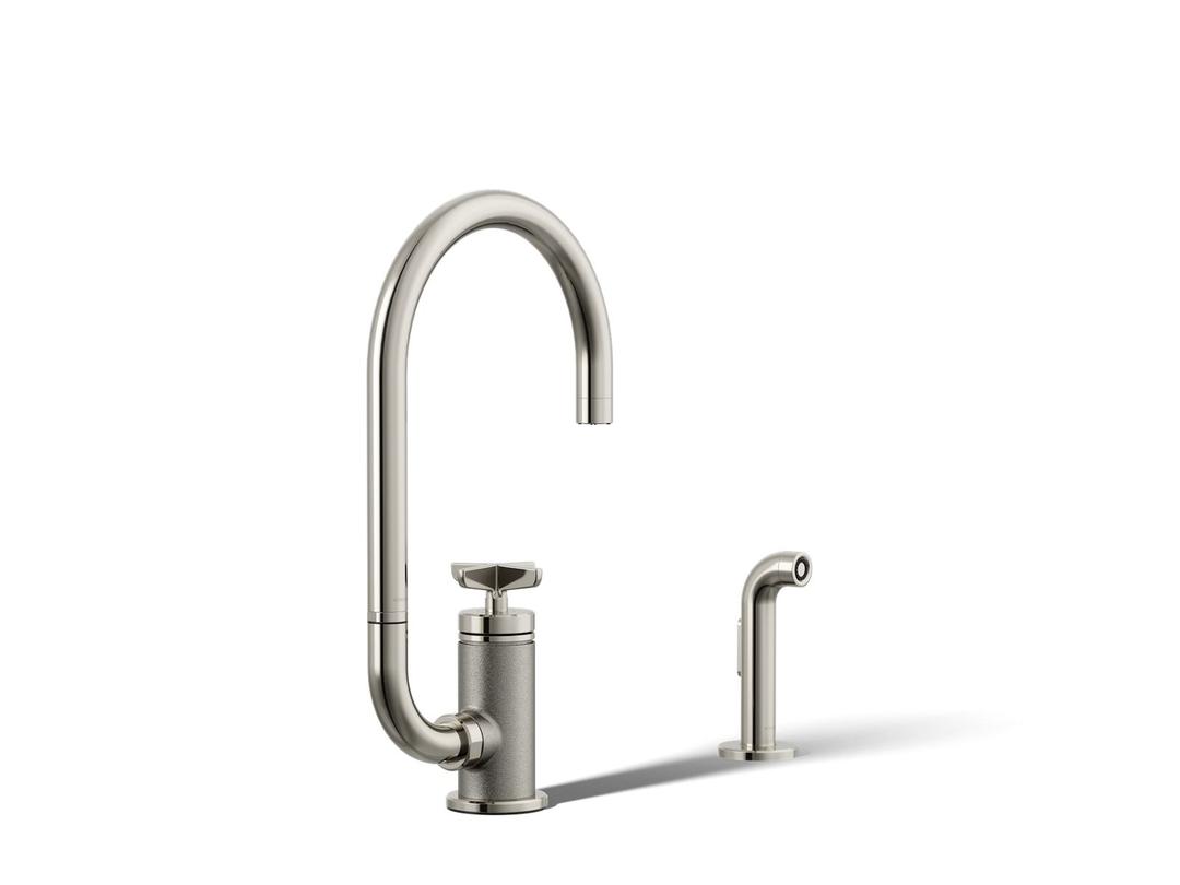 BilletE Single-handle kitchen sink faucet with two-function extended-reach spout and side sprayer by Kohler