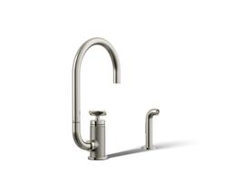BilletE Single-handle kitchen sink faucet with two-function extended-reach spout and side sprayer - image 1