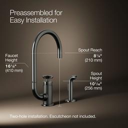 BilletE Single-handle kitchen sink faucet with two-function extended-reach spout and side sprayer - image 3