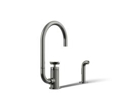 BilletE Single-handle kitchen sink faucet with two-function extended-reach spout and side sprayer - image 1