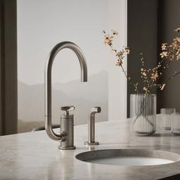 BilletE Single-handle kitchen sink faucet with two-function extended-reach spout and side sprayer - image 2