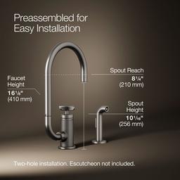 BilletE Single-handle kitchen sink faucet with two-function extended-reach spout and side sprayer - image 3