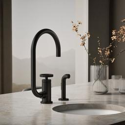 BilletE Single-handle kitchen sink faucet with two-function extended-reach spout and side sprayer - image 2