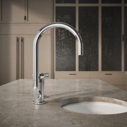 BilletE Single-handle kitchen sink faucet with two-function extended-reach spout and side sprayer - image 6