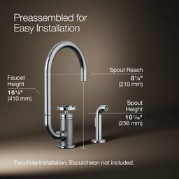 BilletE Single-handle kitchen sink faucet with two-function extended-reach spout and side sprayer - image 3