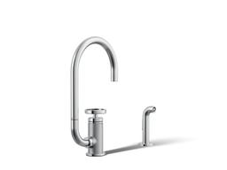 BilletE Single-handle kitchen sink faucet with two-function extended-reach spout and side sprayer - image 1