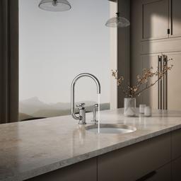 BilletE Single-handle kitchen sink faucet with two-function extended-reach spout and side sprayer - image 4