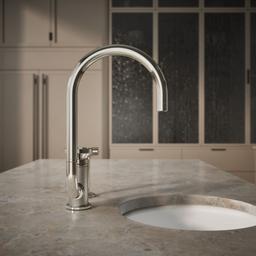 BilletE Single-handle kitchen sink faucet with two-function extended-reach spout and side sprayer - image 6