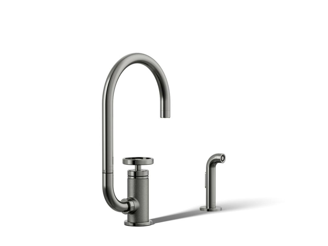 BilletE Single-handle kitchen sink faucet with two-function extended-reach spout and side sprayer by Kohler