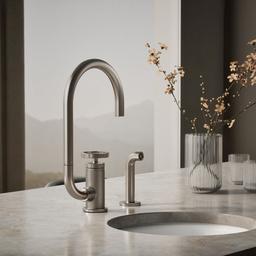 BilletE Single-handle kitchen sink faucet with two-function extended-reach spout and side sprayer - image 2