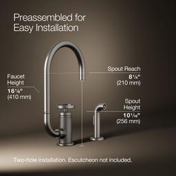 BilletE Single-handle kitchen sink faucet with two-function extended-reach spout and side sprayer - image 3